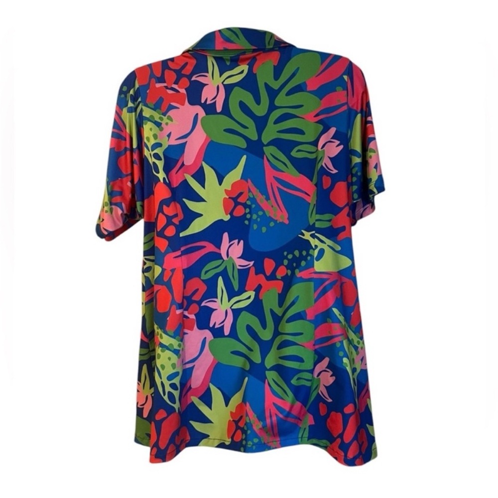 Katherine Way Tropical Scuba Top 2X Golf Resortwear Travel Shirt NWOT - Picture 4 of 8